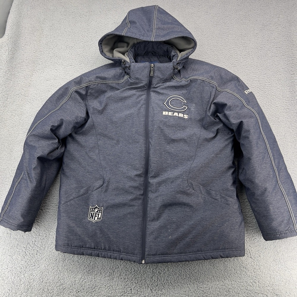 Chicago Bears Heavy Winter Coat Men's Size Large Rebook On-Field NFL Blue